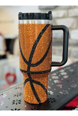 Live Love Gameday Orange Crystal Studded Basketball Tumbler