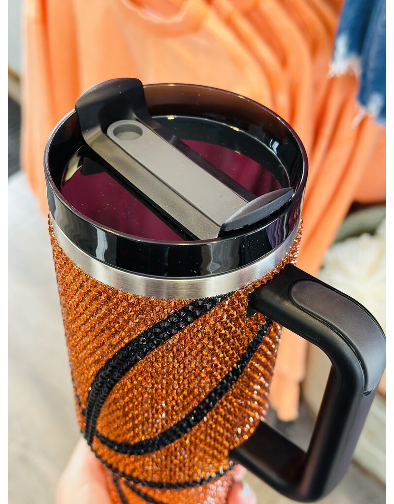 Live Love Gameday Orange Crystal Studded Basketball Tumbler