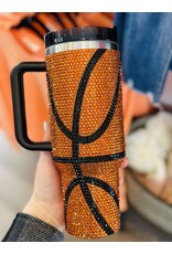 Live Love Gameday Orange Crystal Studded Basketball Tumbler