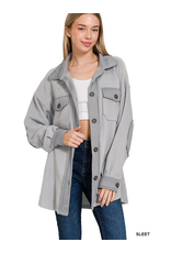 Zenana Oversized Gray Fleece Shacket (S-XL)