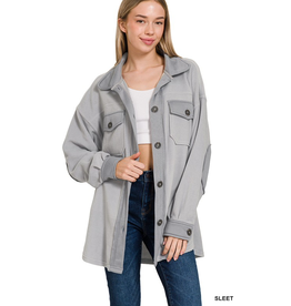 Zenana Oversized Gray Fleece Shacket (S-XL)
