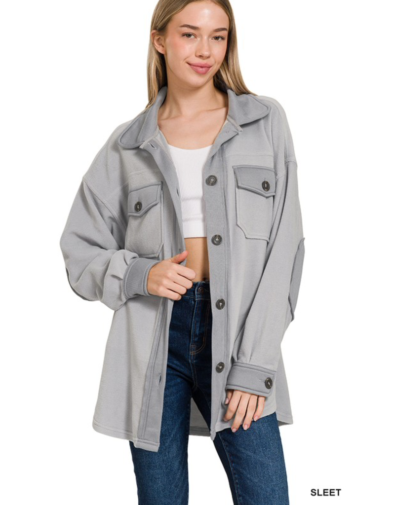 Zenana Oversized Gray Fleece Shacket (S-XL)