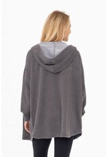 Mono B Gray Mono B Fleece Hooded Cardigan