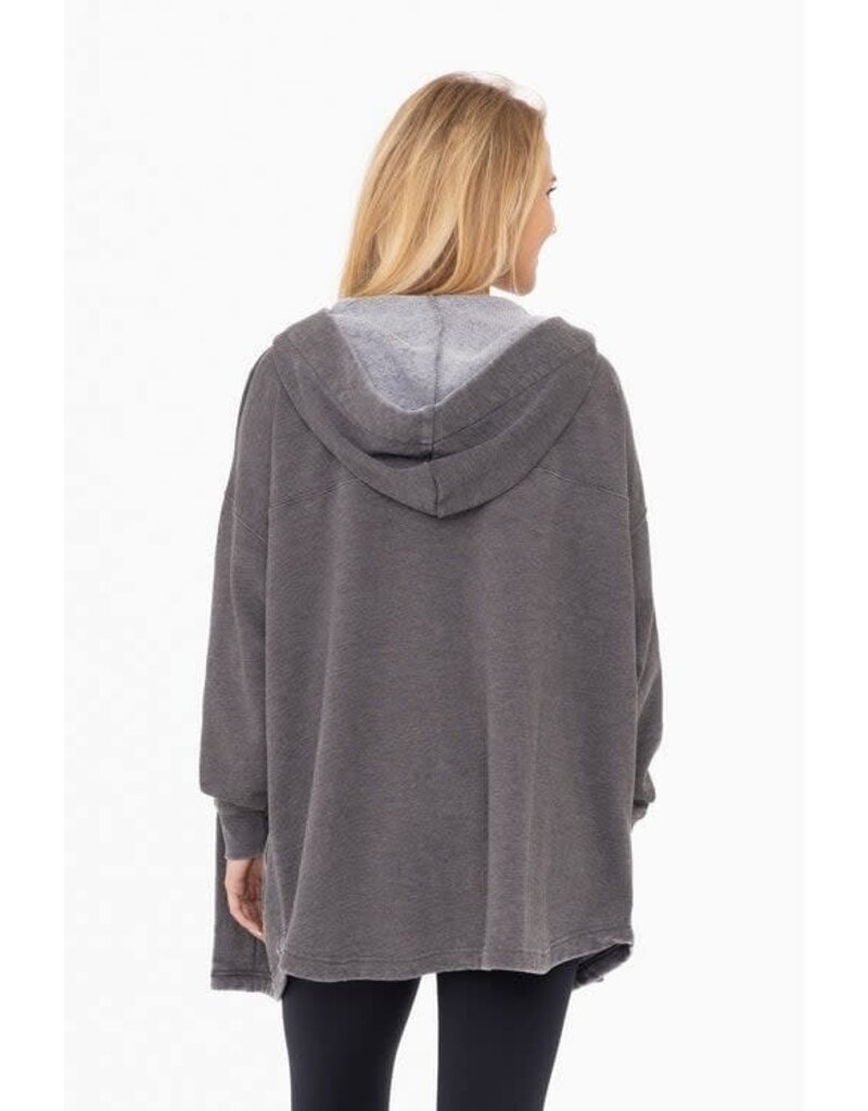 Mono B Gray Mono B Fleece Hooded Cardigan