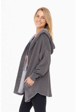 Mono B Gray Mono B Fleece Hooded Cardigan