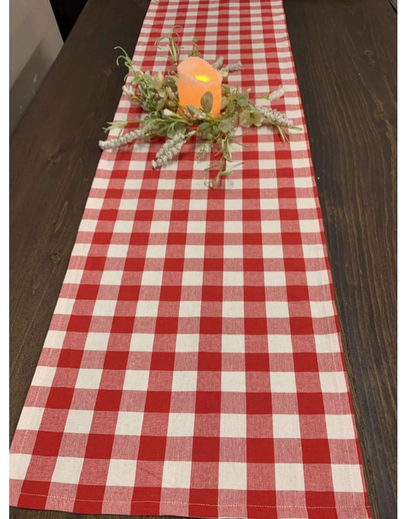 WS Home Decor Red Check Table Runner 14"x56"