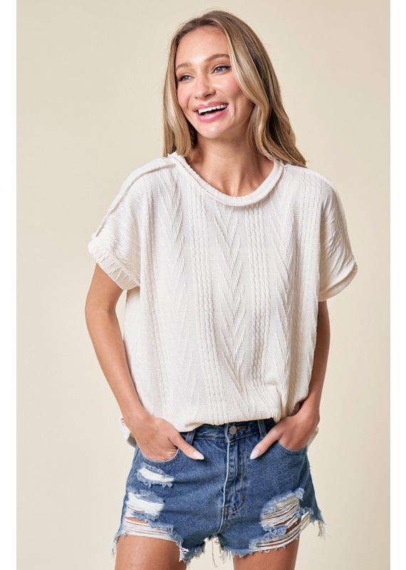 Heimish USA Ivory Short Sleeve Sweater (S-XL)