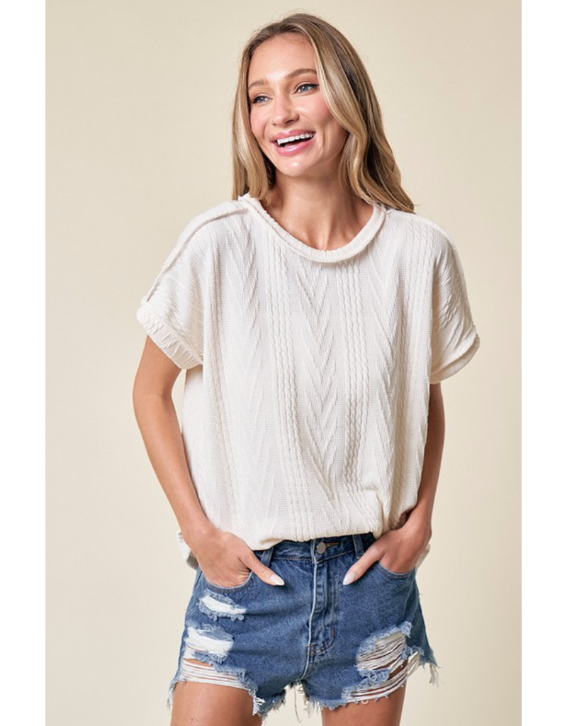 Heimish USA Ivory Short Sleeve Sweater (S-XL)