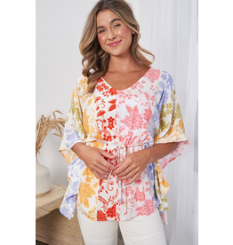 White Birch Floral Woven Tied Top (S-XL)
