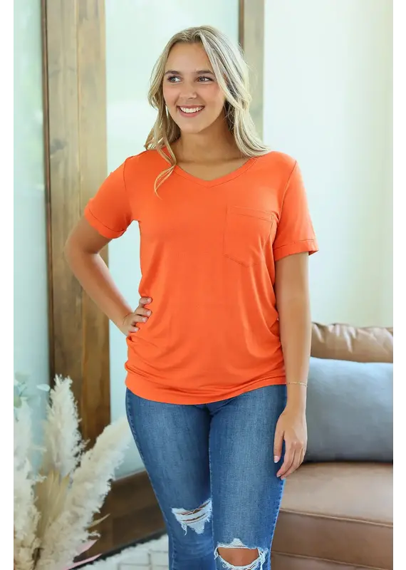 Michelle Mae MM Sophie Orange Pocket Tee (3XL)