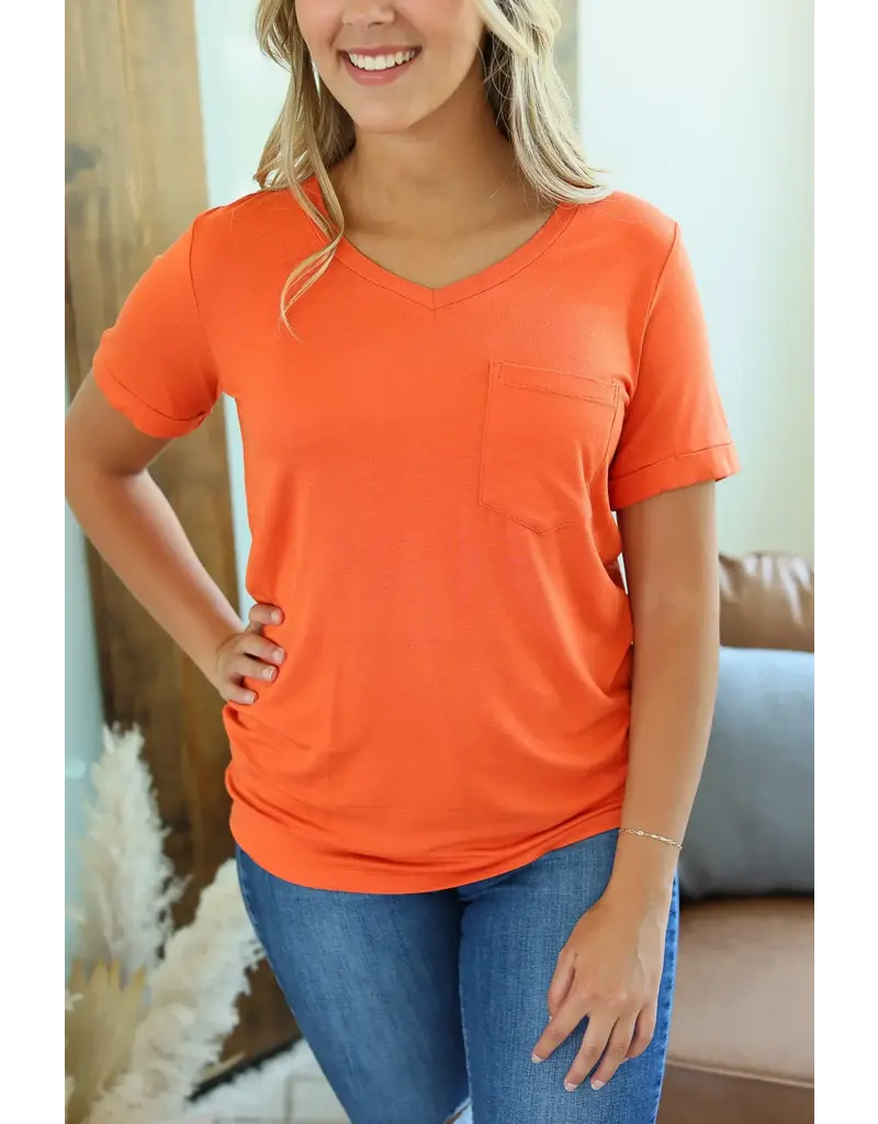 Michelle Mae MM Sophie Orange Pocket Tee (3XL)