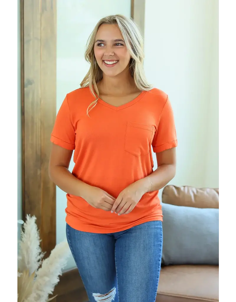 Michelle Mae MM Sophie Orange Pocket Tee (3XL)