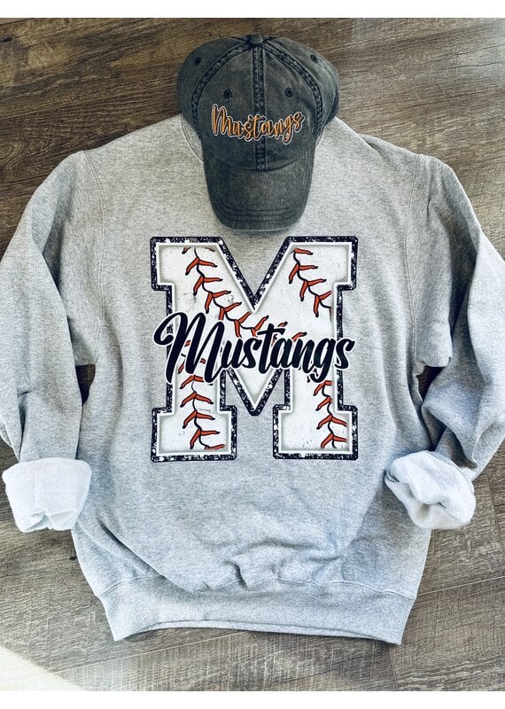 Gildan Mustangs Baseball Crew Sweatshirt (S-3XL)