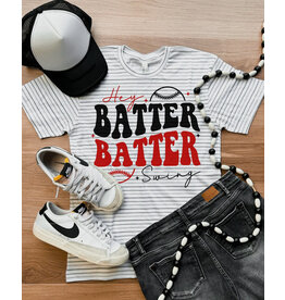 LAT Apparel Hey Batter Batter Striped Tee (S-3XL)