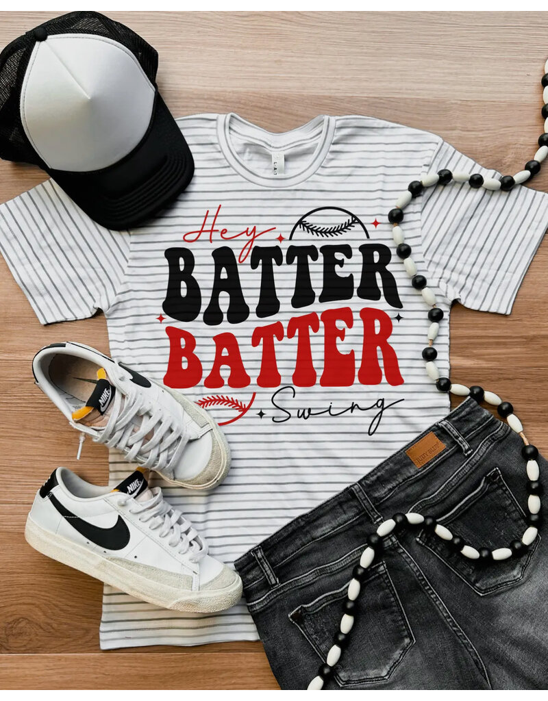 LAT Apparel Hey Batter Batter Striped Tee (S-3XL)