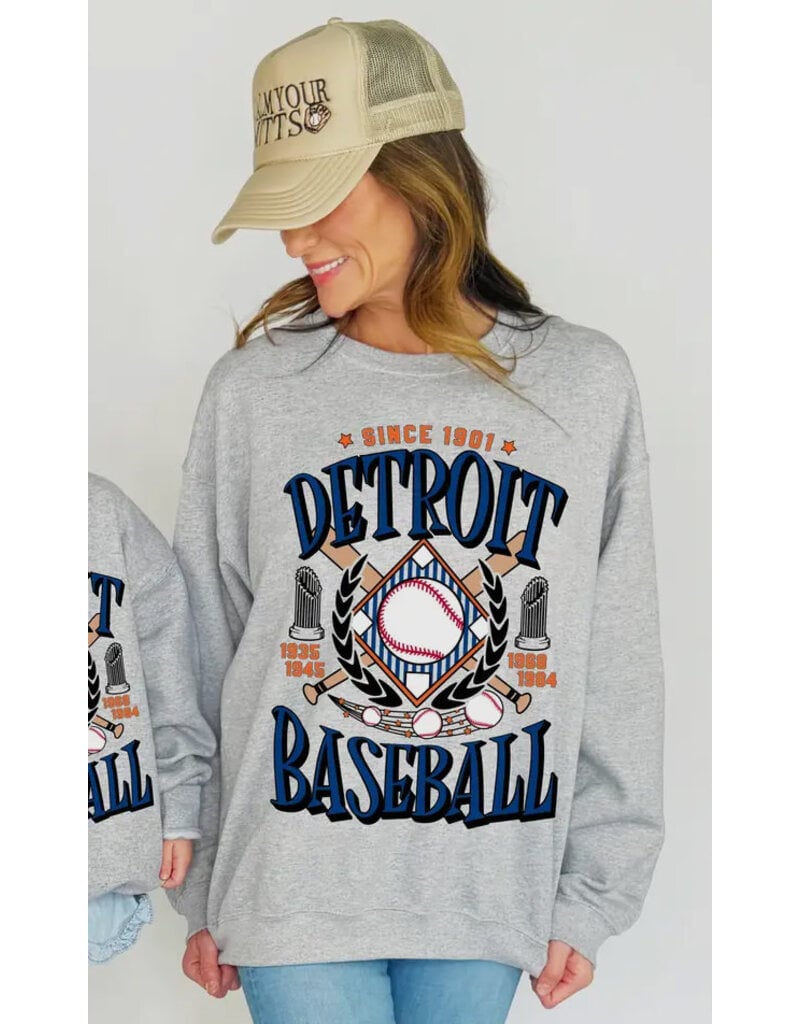 Gildan Detroit Baseball Crew Sweatshirt (S-2XL)