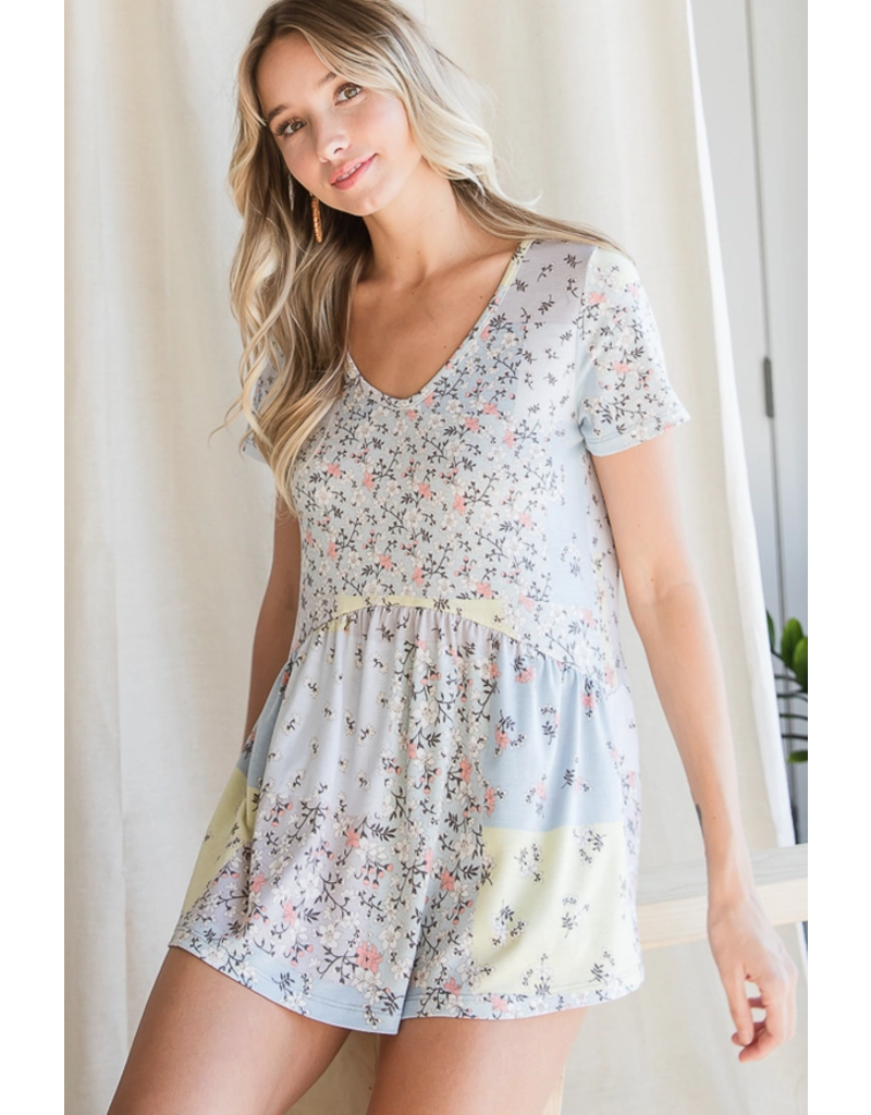 7th Ray Pastel Floral Peplum Top (S-XL)