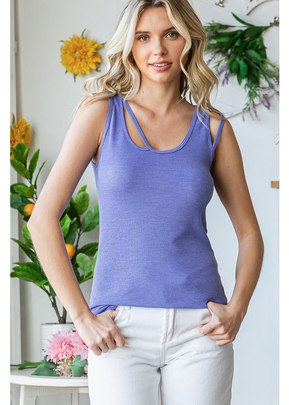 7th Ray Periwinkle Slit Shoulder Tank (S-XL)