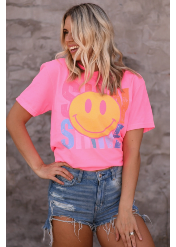 Comfort Color Hot Pink Smiley Sunshine Tee (S-2XL)