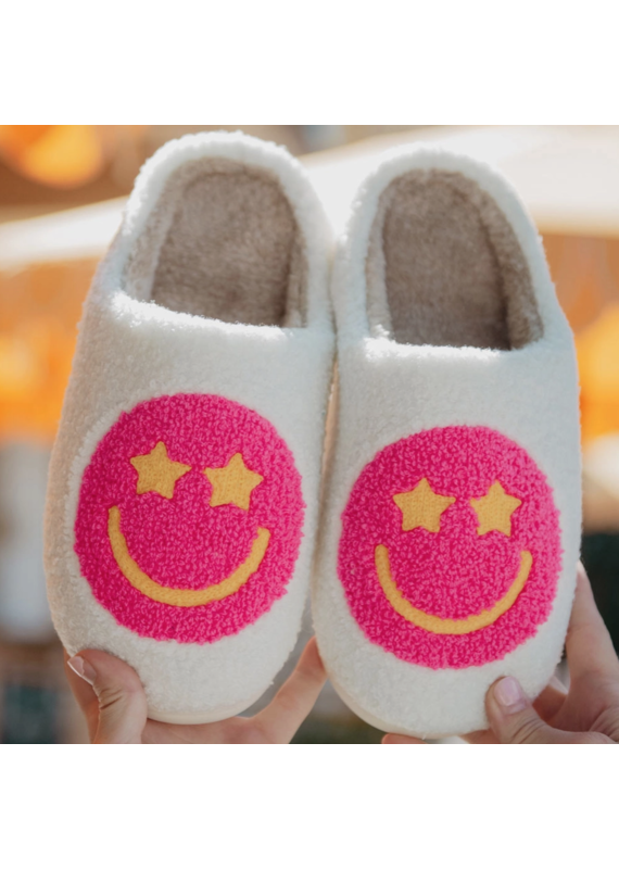 Katydid Hot Pink Smiley Slippers  (8-11)