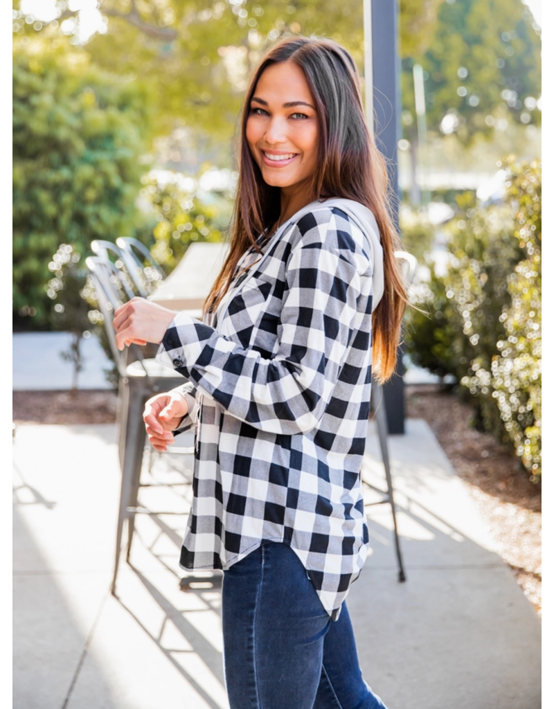 Black plaid hoodie hot sale