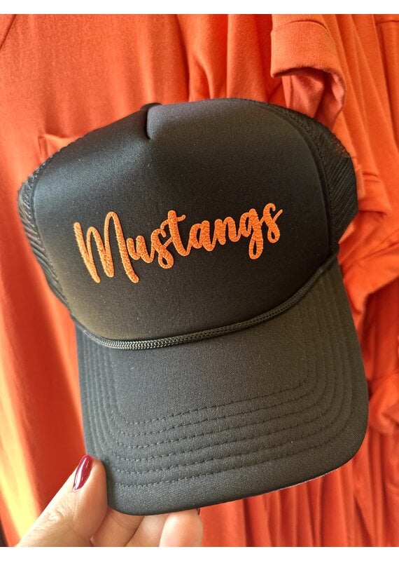 Friday Night Wives Black Mustangs Puff Ink Trucker Hat