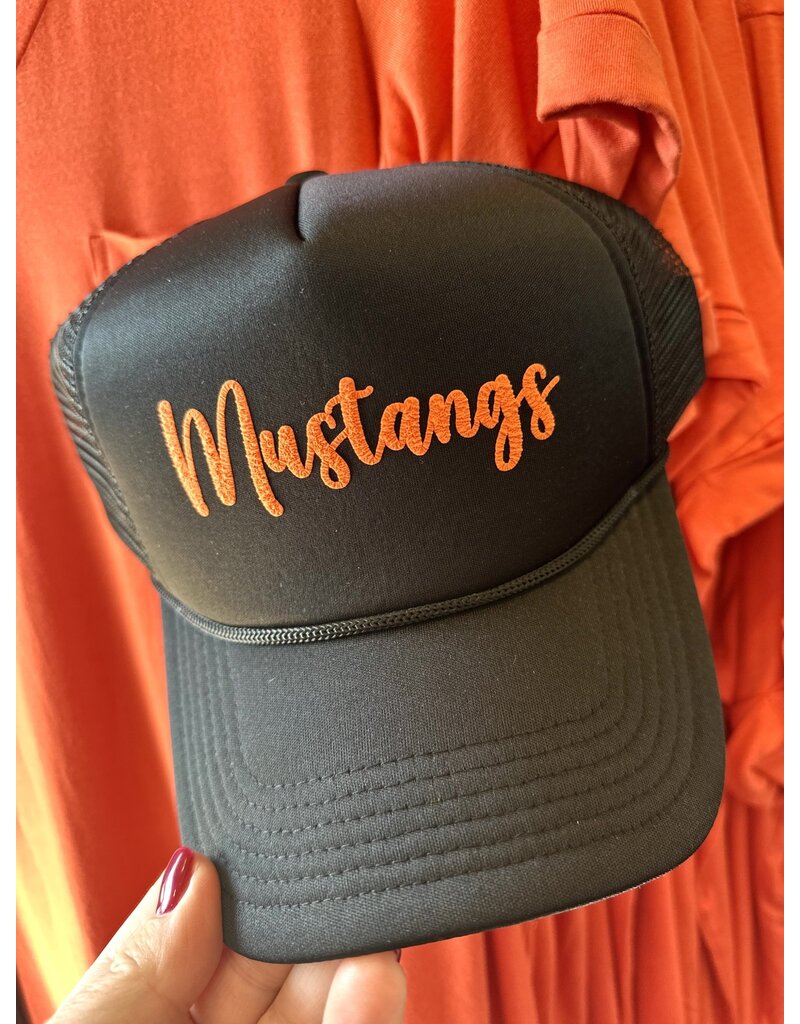 Friday Night Wives Black Mustangs Puff Ink Trucker Hat