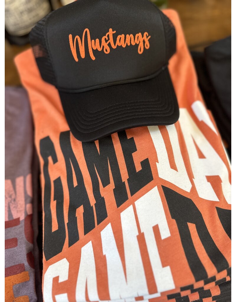 Friday Night Wives Black Mustangs Puff Ink Trucker Hat