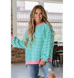 Liam & Co Brynn Striped Oversized Pullover (S-XL)