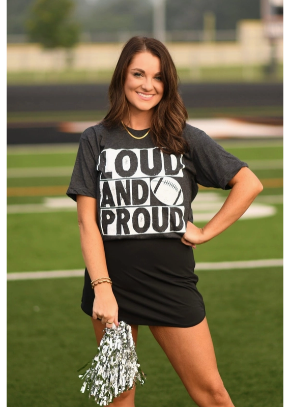 Tultex Loud & Proud Football Charcoal Tee (S-2XL)