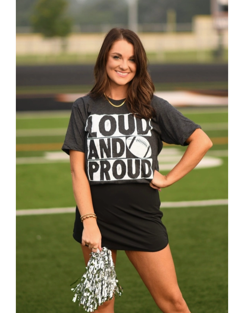 Tultex Loud & Proud Football Charcoal Tee (S-2XL)