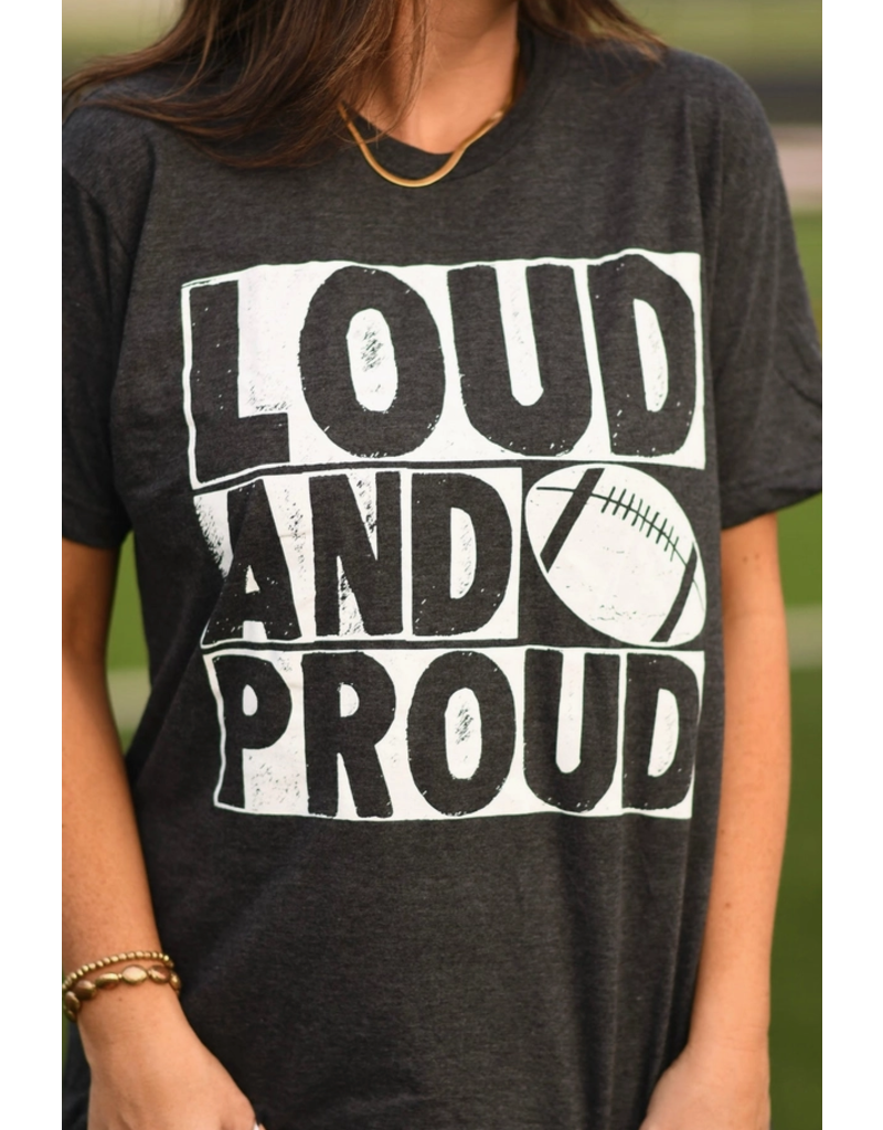 Tultex Loud & Proud Football Charcoal Tee (S-2XL)