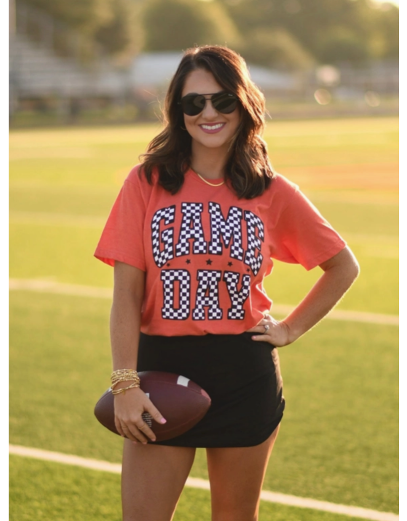 Tultex Orange Game Day Checkered Tee (XL/2XL)