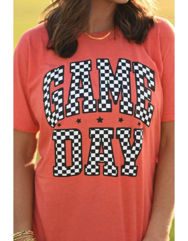 Tultex Orange Game Day Checkered Tee (XL/2XL)