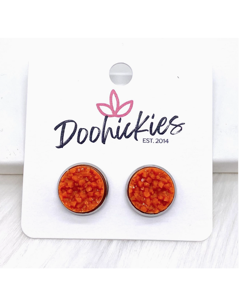 Doohickies Orange & Silver Crystal Stud Earrings