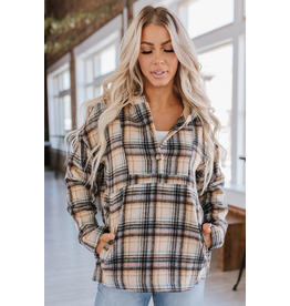 Liam & Co Lorelai Brown Plaid Hoodie (S-XL)