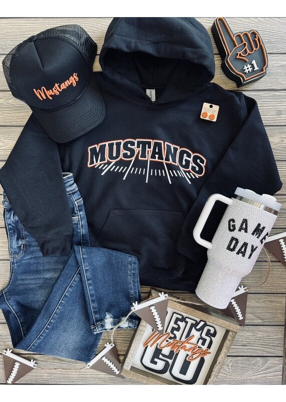 Gildan Black Mustangs Grid Hoodie (Adult + Youth)