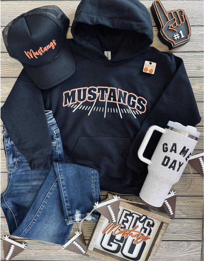 Gildan Black Mustangs Grid Hoodie (Adult + Youth)