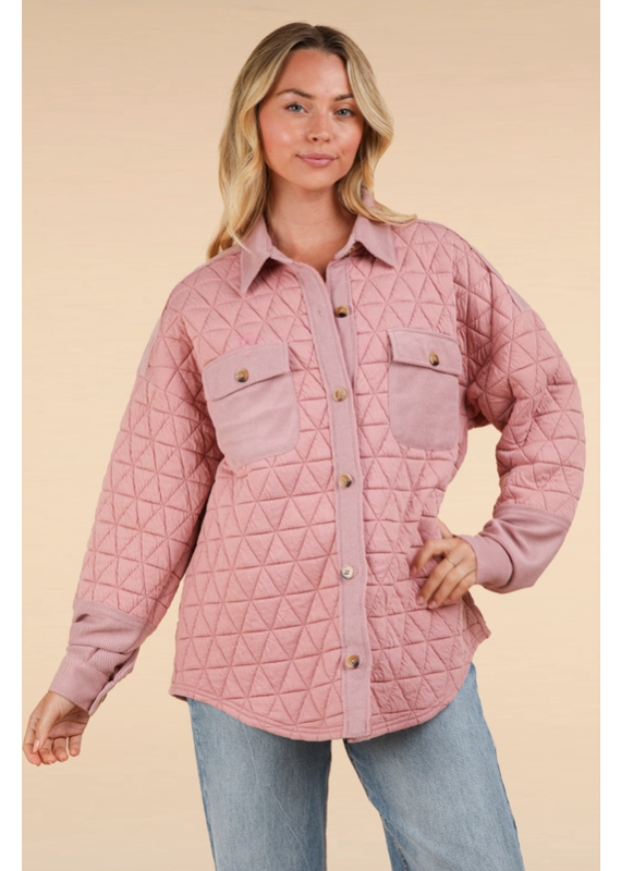 Very J Blush Oversized Quilted Jacket (S-L)