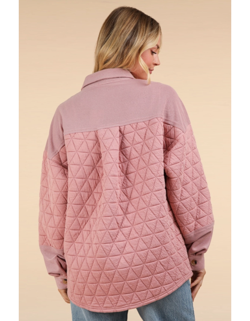 Very J Blush Oversized Quilted Jacket (S-L)