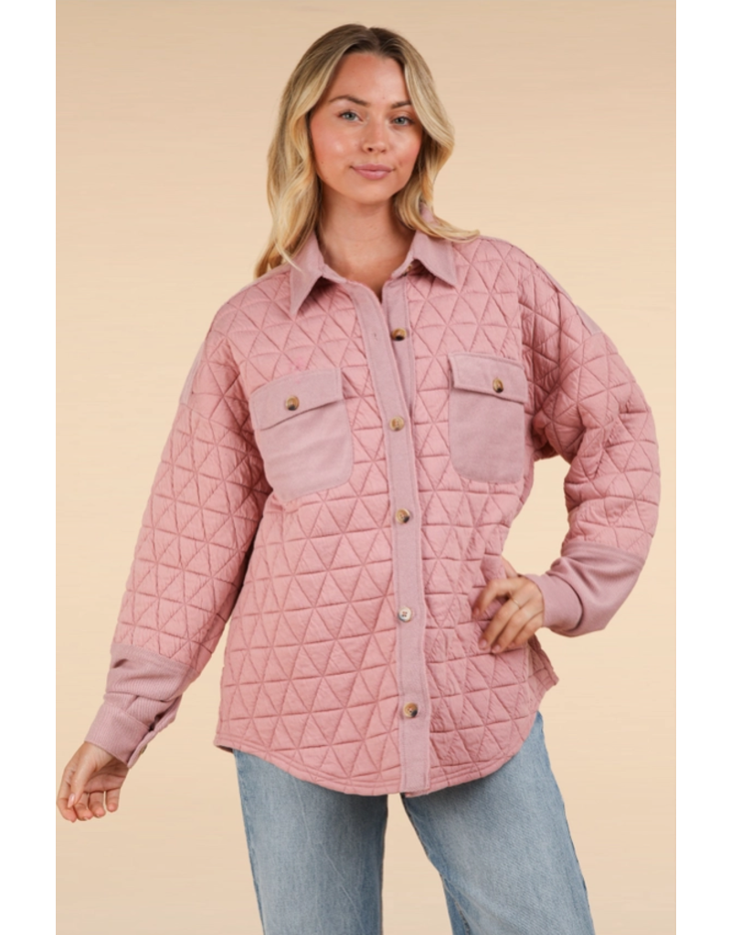 Very J Blush Oversized Quilted Jacket (S-L)