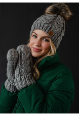 Panache Gray Cable Knit Pom Hat