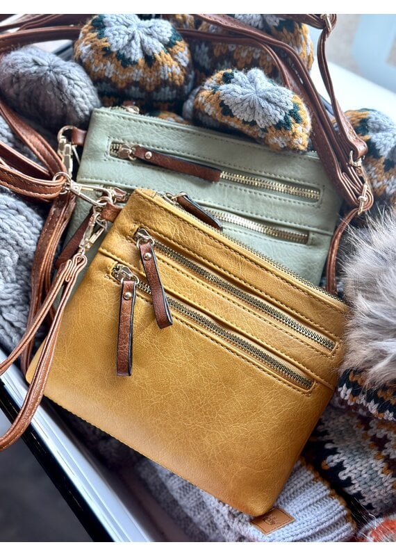 Handbag Factory Corp Abby Mini Crossbody (Mint/Camel)