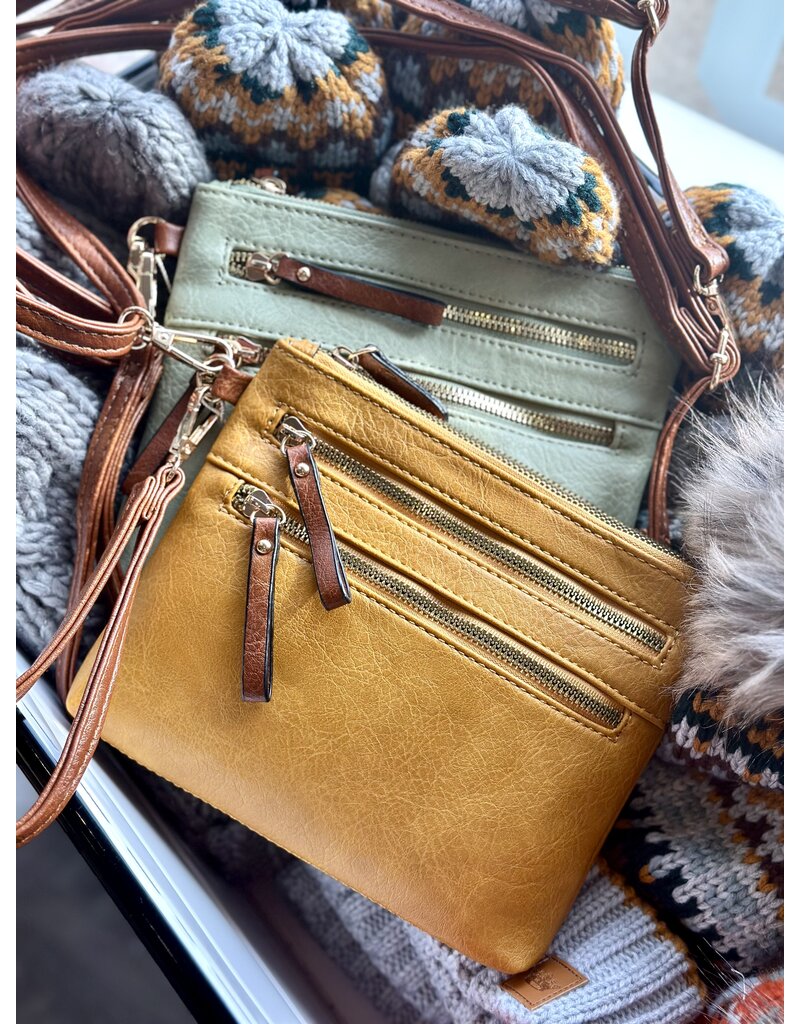 Handbag Factory Corp Abby Mini Crossbody (Mint/Camel)