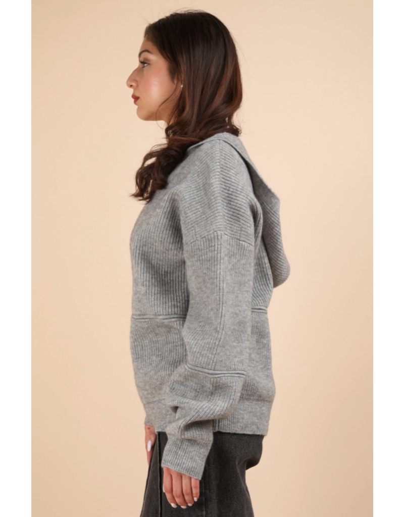 Very J Cozy Grey Knit Sweater Hoodie (Medium Only)