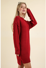 Very J Red Chunky Knit Sweater Dress (M&L)
