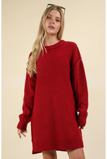 Very J Red Chunky Knit Sweater Dress (M&L)