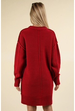 Very J Red Chunky Knit Sweater Dress (M&L)