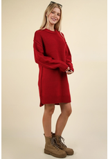 Very J Red Chunky Knit Sweater Dress (M&L)