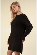 Very J Black Chunky Knit Sweater Dress (L only)